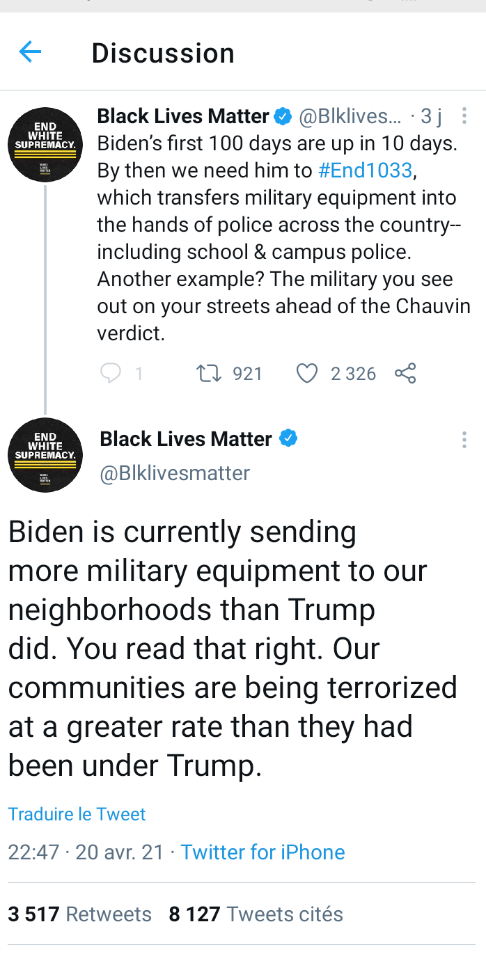 Black Lives Matter critique Joe Biden