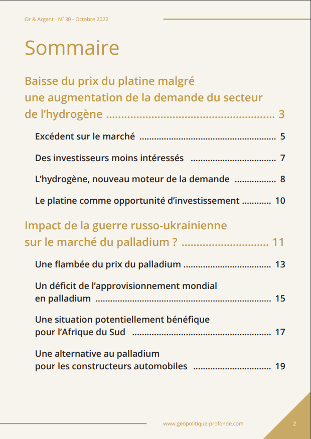 Revue mensuelle or argent géopolitique profonde 