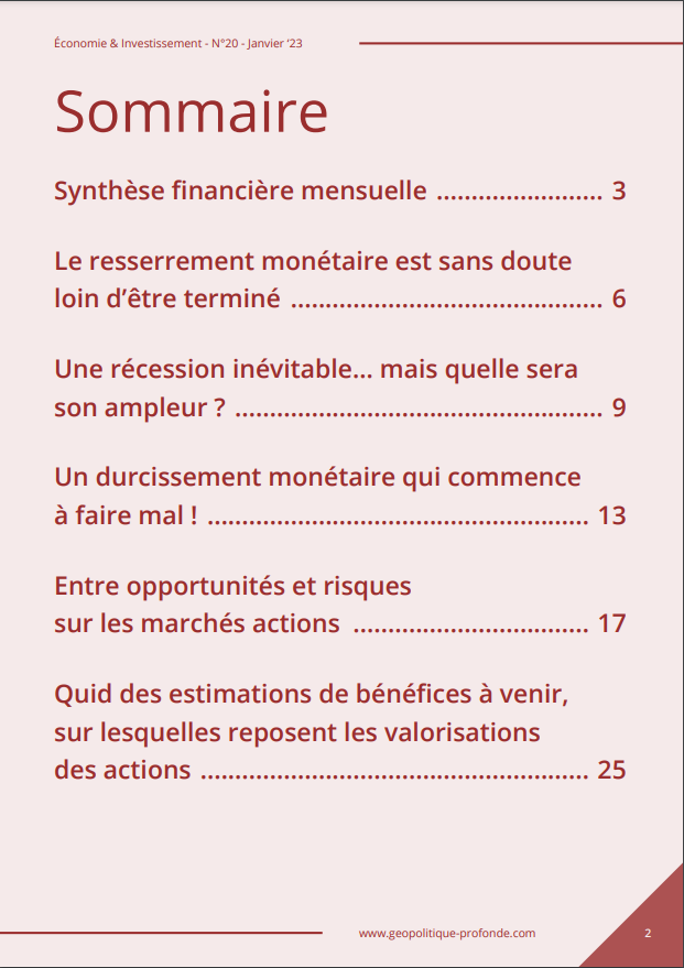 Revue économie et investissement janvier 2023