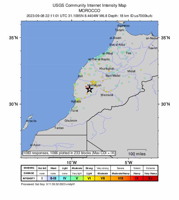 Séisme Maroc-Magnitude 6,8