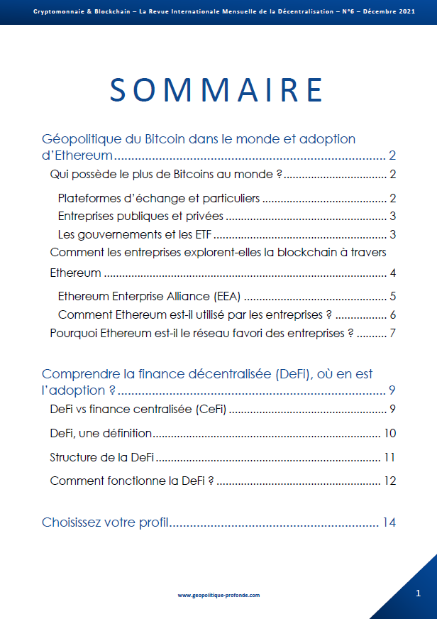 Sommaire revue Cryptomonnaie & Blockchain début 2022