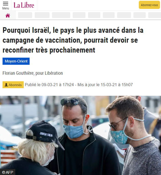 Israël, la vaccination et le confinement