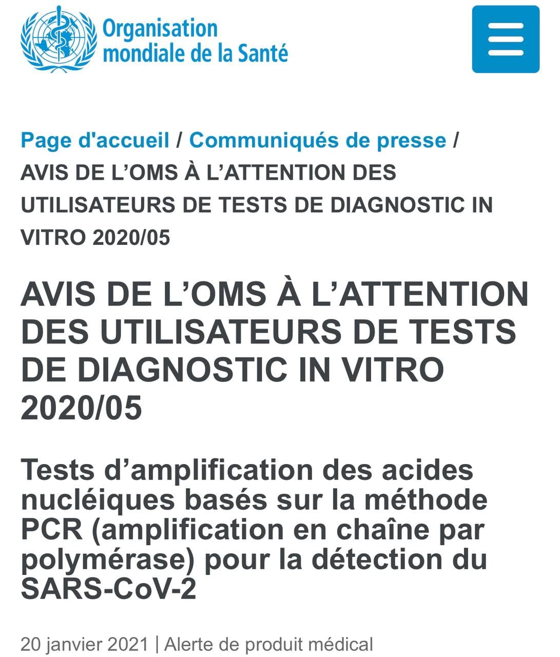 Efficacité des tests PCR