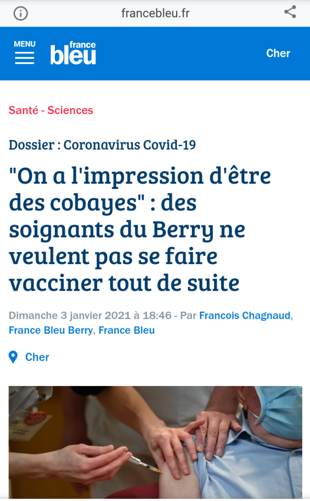 Le personnel soignant ne veut pas servir de cobayes pour les vaccins