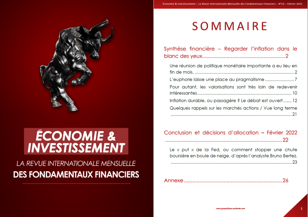 Sommaire Economie & Investissement la revue mensuelle de Géopolitique Profonde