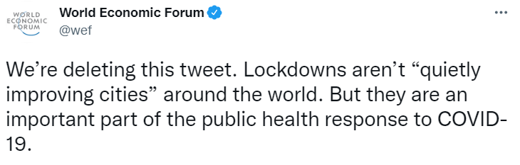 lockdowntweet Le Top 10 des choses les plus effrayantes et les plus dystopiques poussées par le Forum économique mondial (WEF)