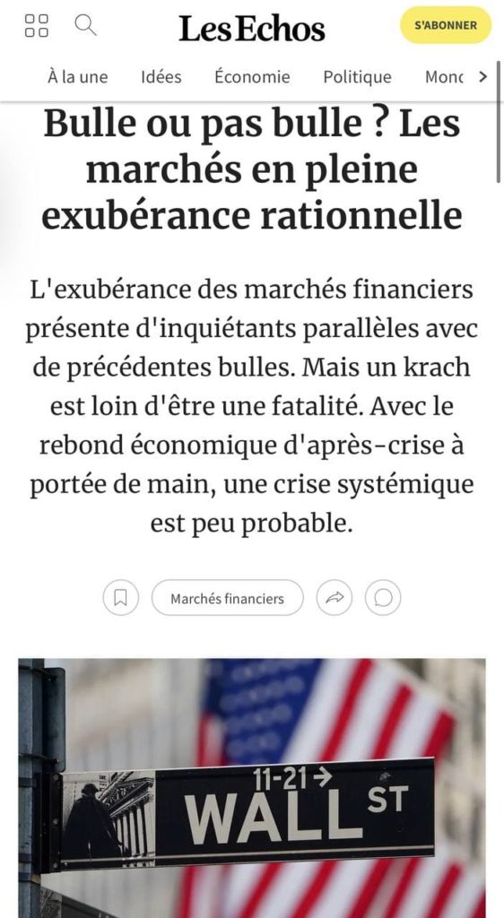 Bulle de tout : cryptomonnaie, marchés financiers, nouvelles technologies