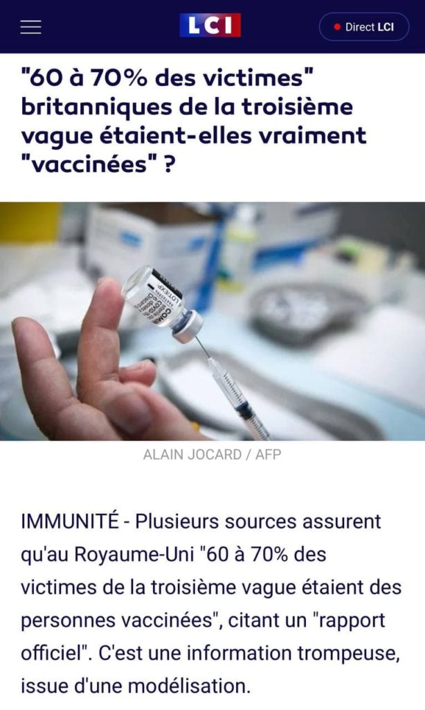 60 à 70% des victimes britanniques étaient vaccinés