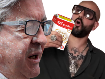 Mélenchon enfariné et Papacito