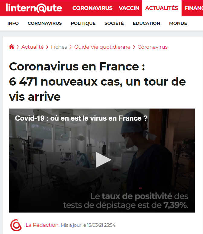 Coronavirus en France : nouveaux cas