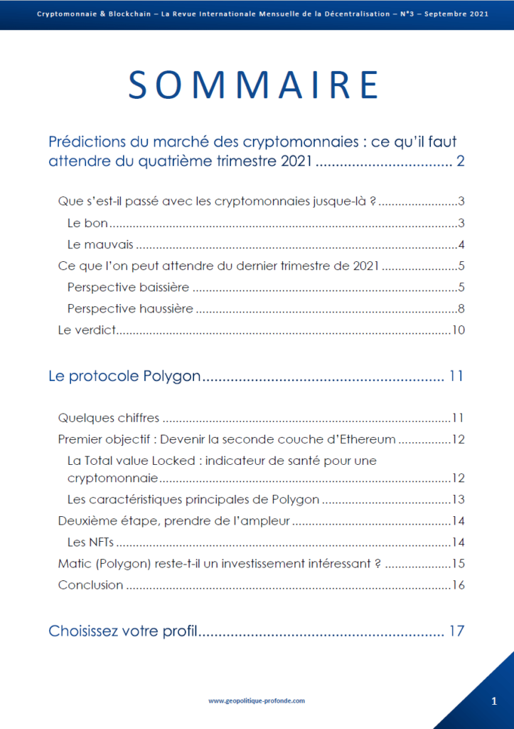 Revue Cryptomonnaie & Blockchain de septembre 2021 sommaire