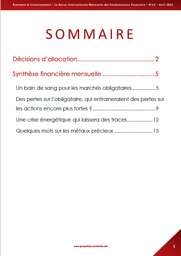 Sommaire revue Economie & Investissement d'avril 2022 : les politiques des banques centrales