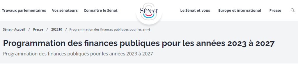 Loi programmation des finances publiques 2023-2027