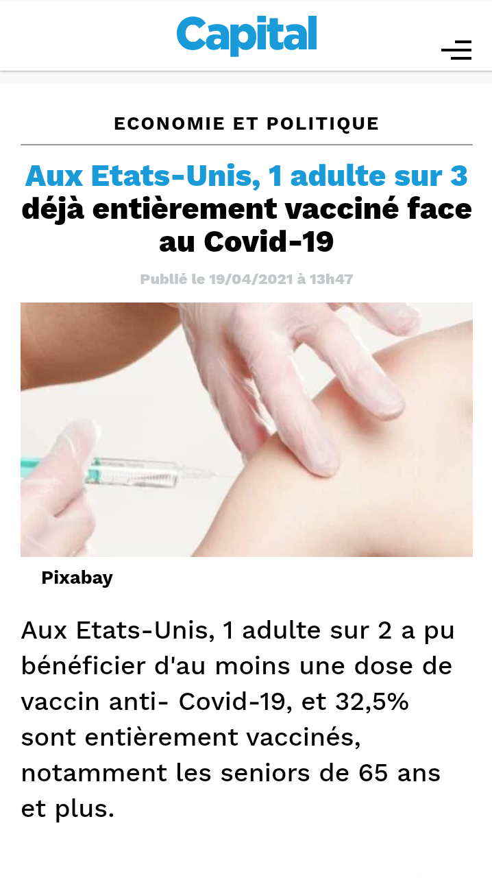 Un tiers des américains vaccinés