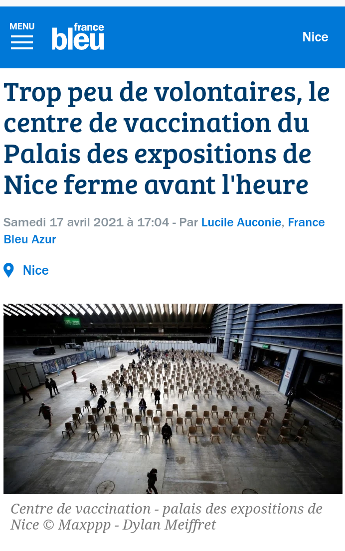 Centre de vaccination de Nice fermé faute de volontaires